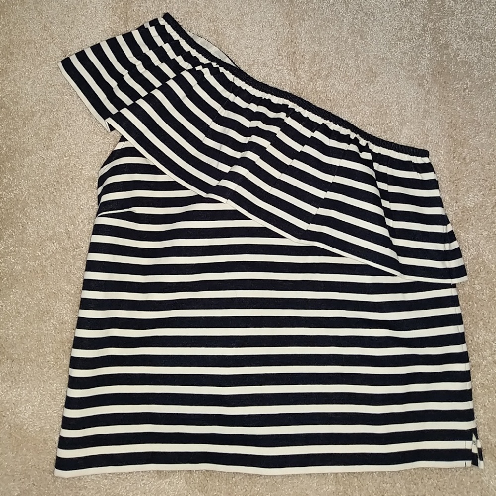 J crew one shoulder ruffle top